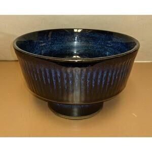 Otagiri Mercantile Company Dark Blue Glaze Ceramic Planter Pedestal Base Japan
